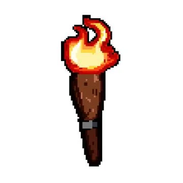 Inferno torch fire pixel art vector illustration Stock Illustration