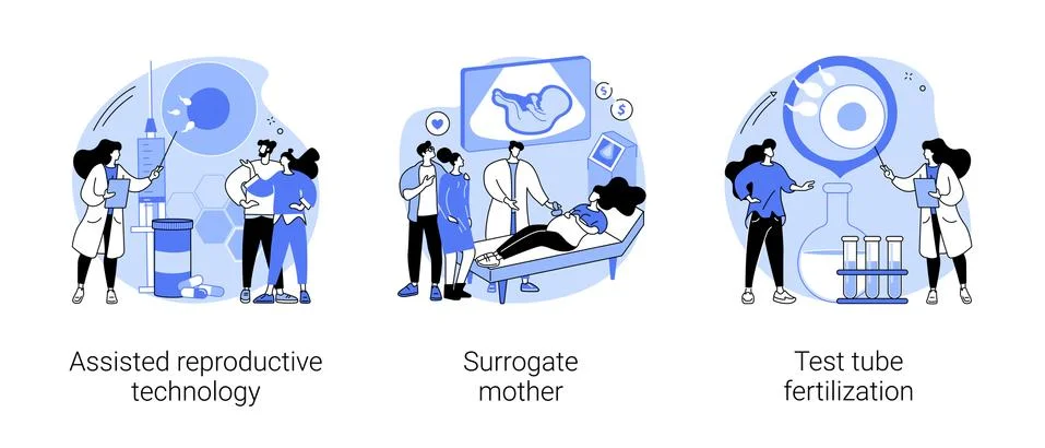 Infertility procedures abstract concept vector illustrations. Stock Illustration