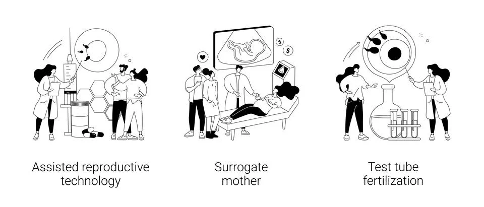 Infertility procedures abstract concept vector illustrations. Stock Illustration