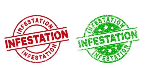 INFESTATION Round Watermarks Using Corroded Texture Stock Illustration