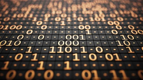 Infinite 3D loop of binary code in a futuristic digital matrix. Video stock 348019005