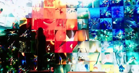 Infinite Abstract Art Installation - Tech Demo  in a Virtual Studio, Version 2 Stock Footage 169989091