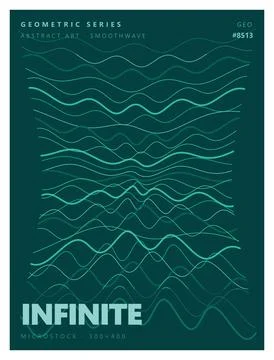 Infinite abstract smoothwave geometric series teal background art. Stock Illustration