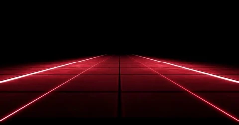 Infinite abstract space illuminated red runway Stock Footage 77390006