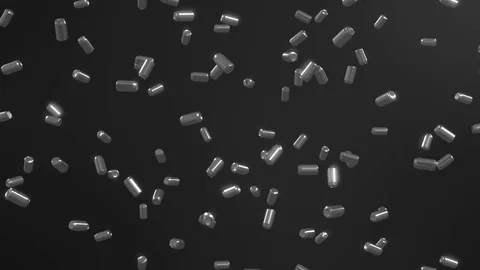Infinite array of cans falling against a black background Stock Footage 72420040