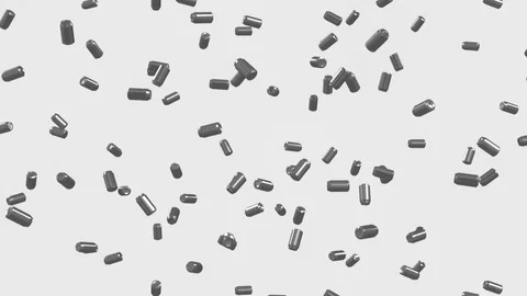 Infinite array of cans falling against a white background 库存影片 72420043