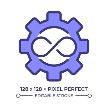 Infinite automation pixel perfect line color icon Stockillustratie