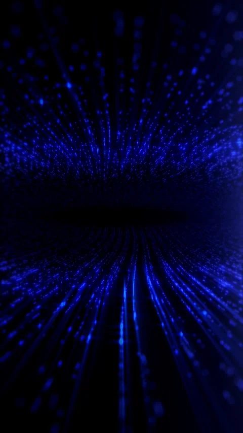 Infinite blue cyber particle data grid tunnel Stock Footage 339432424