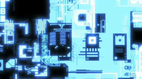 Infinite camera movement through abstract technological chips in virtual spac 스톡 동영상 169573955