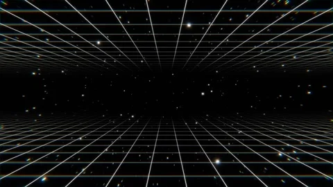 Infinite cyber space background with neon grids Stock Footage 311113979