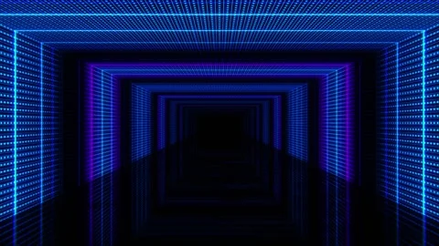 Infinite Cyber Tunnel Neon Sci-Fi Animation Loop Stock Footage 312625169