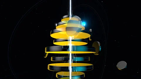 Infinite deep grid void displaying floating holographic elements, 422 HQ Stock Footage 336655437