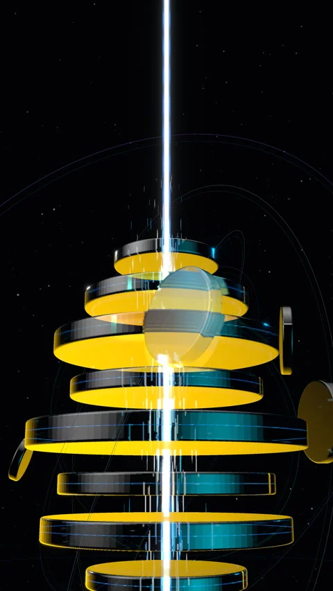 Infinite deep grid void displaying floating holographic, Vertical 9:16 422 HQ Stock-Footage 336655602