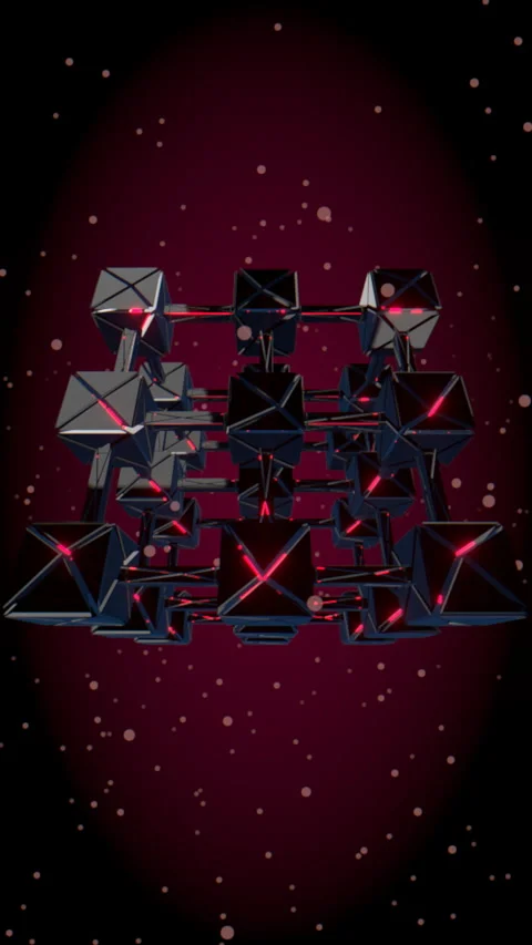 Infinite deep space void filled with glowing red cybernetic nodes and, 4K Stock Footage 336779989