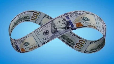 Infinite dollar seamless loop with a luma mask Stock Footage 126654106