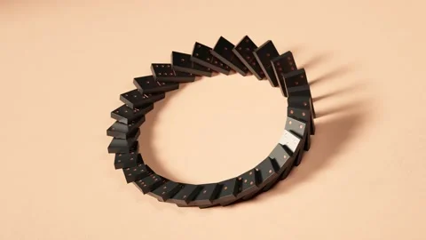 Infinite domino fall loop. Endless coliding and falling in the circle. Video stock 202280649