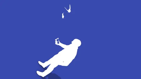Infinite Droste Loop With Smartphone Silhouette and Flying Birds Promoting Peac Stock Footage 322986466