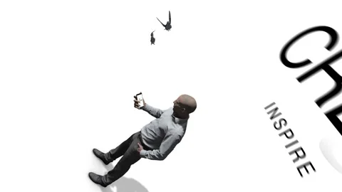 Infinite Droste Loop With Smartphone Silhouette and Flying Birds Promoting Peac Stock Footage 322986604