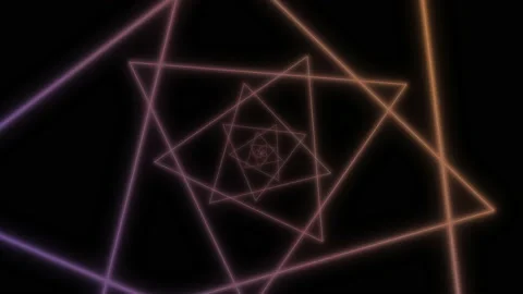 Infinite flight inside a tunnel, neon triangles and black background, 4k. Stock Footage 219237183