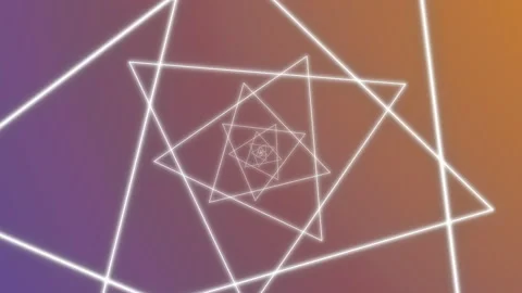 Infinite flight inside a tunnel, white triangles and colorful background, 4k. Stock Footage 219237191