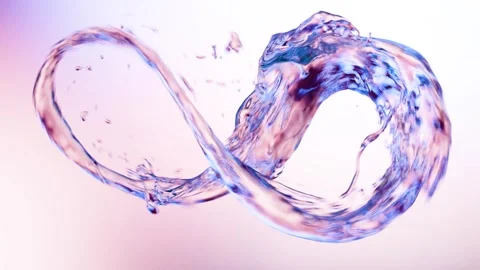 Infinite Flow of Liquid Glass and Fluid Dynamics, Splashing Water Video stock 340706197