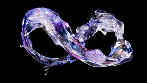 Infinite Flow of Liquid Glass and Fluid Dynamics, Splashing Water Vidéo 340706436