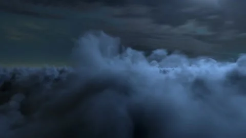 Infinite Fly Through the Cinematic Dark Night Clouds Background Seamless Loo Vidéo 219423636
