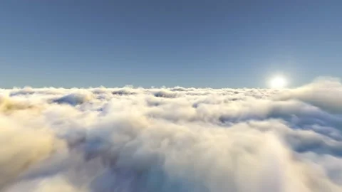 Infinite Fly Through the Cinematic Dawn Clouds Sunrise Background Seamless L Stock Footage 219267040