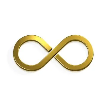 Infinite Gold Symbol. 3D Render Illustration Stock Illustration