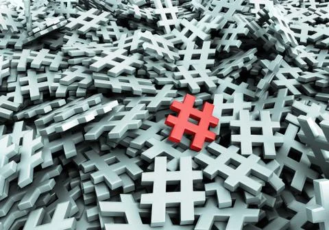 Infinite hashtags original 3d rendering illustration Stock Illustration