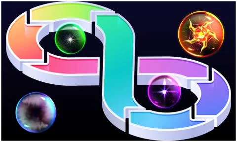 Infinite loop with bubble on dark background Stock Illustration