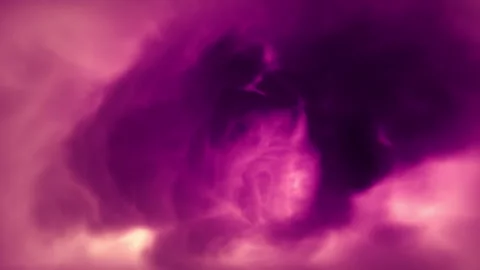 Infinite Loop Flight through a Trippy Purple Haze Violet Puffy Clouds Tunnel Vídeo Stock 147129184