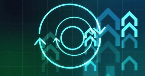 Infinite loop moving hypnosis hexagon particles technological hud interface.. 스톡 일러스트