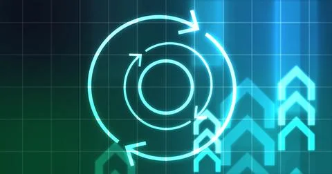 Infinite loop moving hypnosis hexagon particles technological hud interface.. 스톡 일러스트