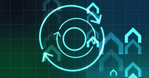 Infinite loop moving hypnosis hexagon particles technological hud interface.. 스톡 일러스트