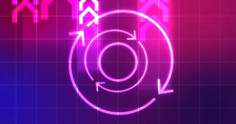 Infinite loop moving hypnosis hexagon particles technological hud interface.. 库存插图