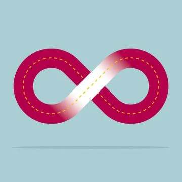 Infinite loop of roads, infinity symbol. Stock Illustration