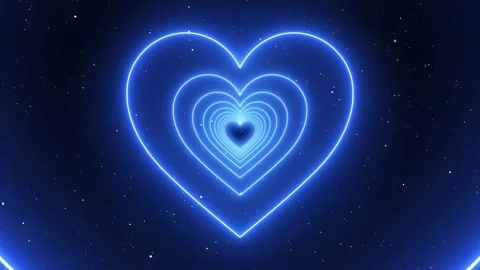 Infinite Looping Animation Neon Blue Lights Love Heart Tunnel and Romantic 库存影片 201580571