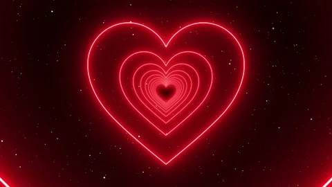 Infinite Looping Animation Neon red Lights Love Heart Tunnel and Romantic Stock-Footage 201580624