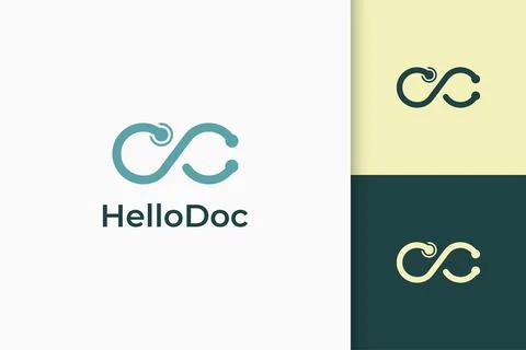 Infinite or loop logo in stethoscope shape symbol of medic or health Stock Illustration