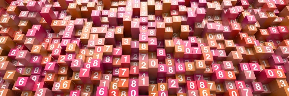 Infinite random numbers 3d render Stock Illustration