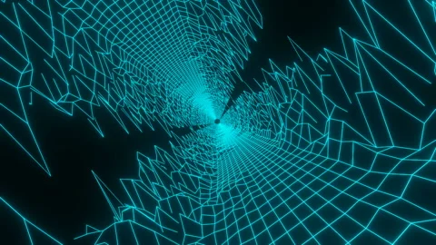 Infinite rotation of two polygonal laser arrays on a black background. Seamless Stock Footage 130592846