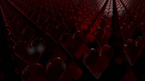 Infinite Rows of Glass Hearts, Looping Video stock 46366338
