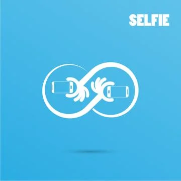 Infinite selfie logo elements design.Taking selfie portrait photo on smart ph Stock Illustration