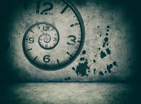 Infinite time concept. twisted clock face Stock Photos