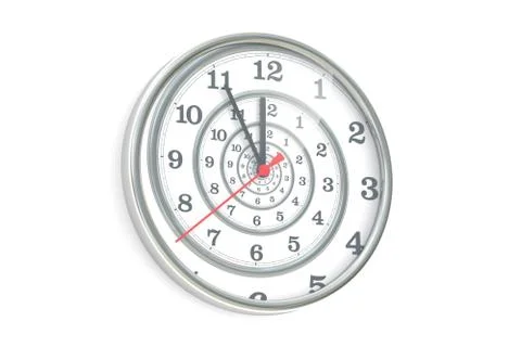 Infinite time spiral in the wall clock, 3D rendering Stock Illustration