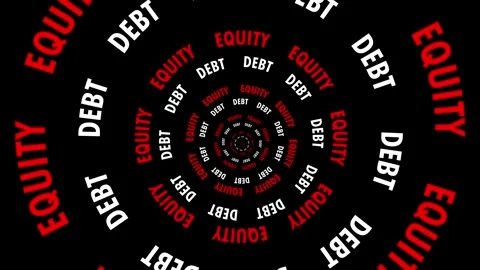 Infinite tunnel of Equity and Debt words looping on a black background Stock Footage 333822465
