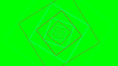 An infinite tunnel of rotating squares against a vibrant green background Video stock 340904233