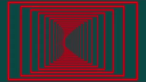 Infinite tunnel swinging red rectangles on teal Video stock 269011369