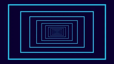 Infinite tunnel turquoise rectangle on dark blue Video stock 269011375